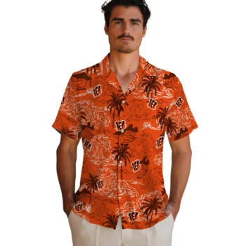cincinnati bengals wave palm orange hawaiian shirts fashion forward