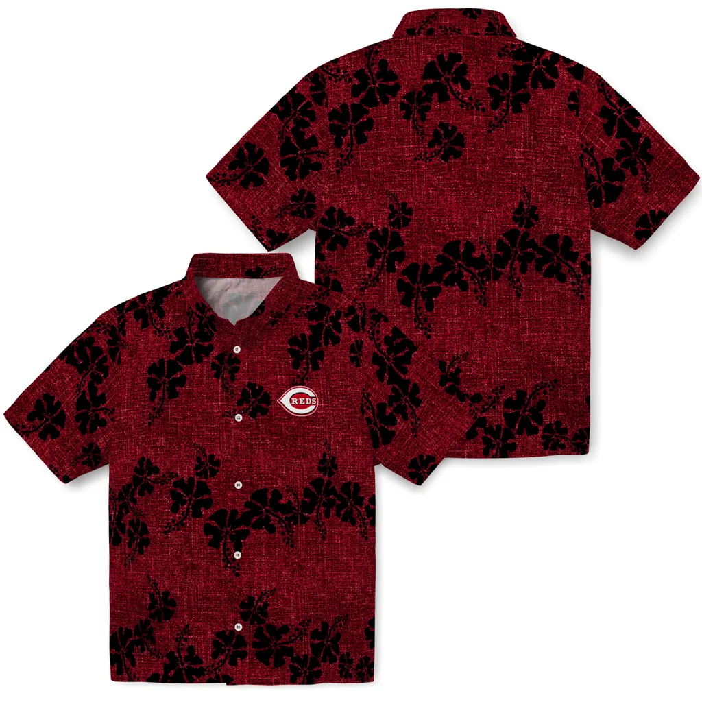Cincinnati Reds Hawaiian Shirt - 50th State Flower cincinnati reds hibiscus petals red hawaiian shirts high quality