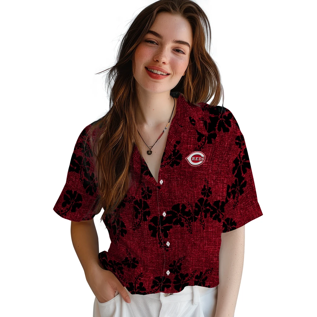 Cincinnati Reds Hawaiian Shirt - 50th State Flower cincinnati reds hibiscus petals red hawaiian shirts latest model