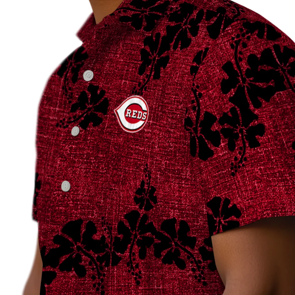 Cincinnati Reds Hawaiian Shirt - 50th State Flower cincinnati reds hibiscus petals red hawaiian shirts trendy