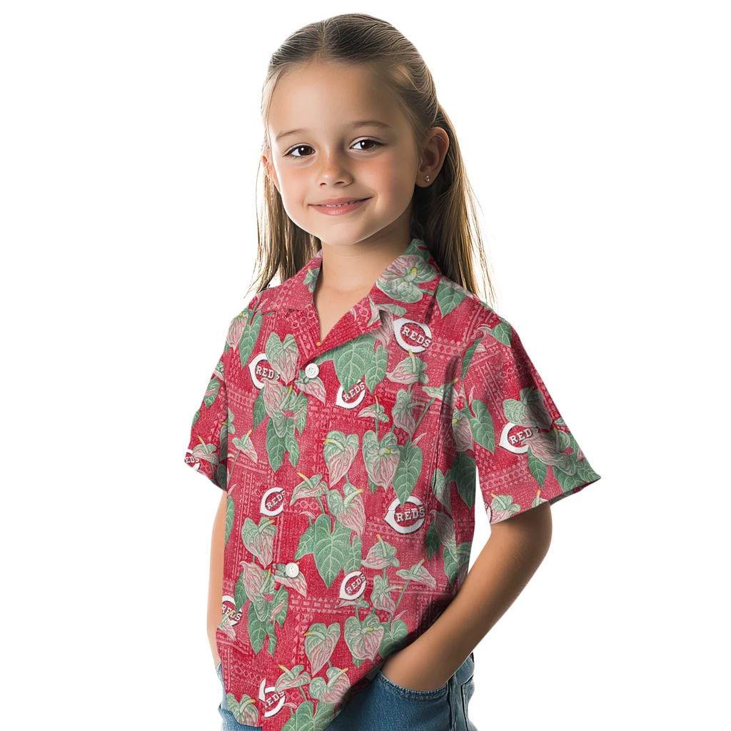 Cincinnati Reds Hawaiian Shirt - Anthurium Overlay cincinnati reds anthurium overlay red hawaiian shirts premium grade