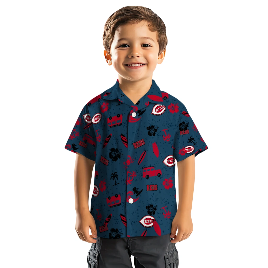 Cincinnati Reds Hawaiian Shirt - Beach Vibe cincinnati reds beach vibe navy hawaiian shirts top rated