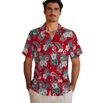 cincinnati reds flamingo palms red hawaiian shirts fashion forward