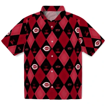 cincinnati reds balloon plaid red hawaiian shirts best selling