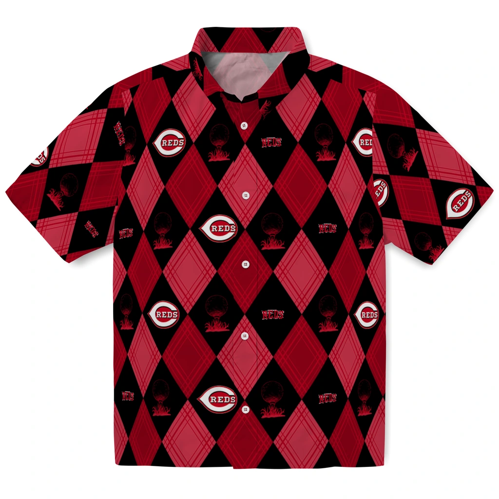 Cincinnati Reds Hawaiian Shirt - Golfing Plaid cincinnati reds balloon plaid red hawaiian shirts best selling