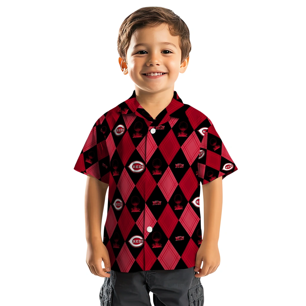 Cincinnati Reds Hawaiian Shirt - Golfing Plaid cincinnati reds balloon plaid red hawaiian shirts top rated