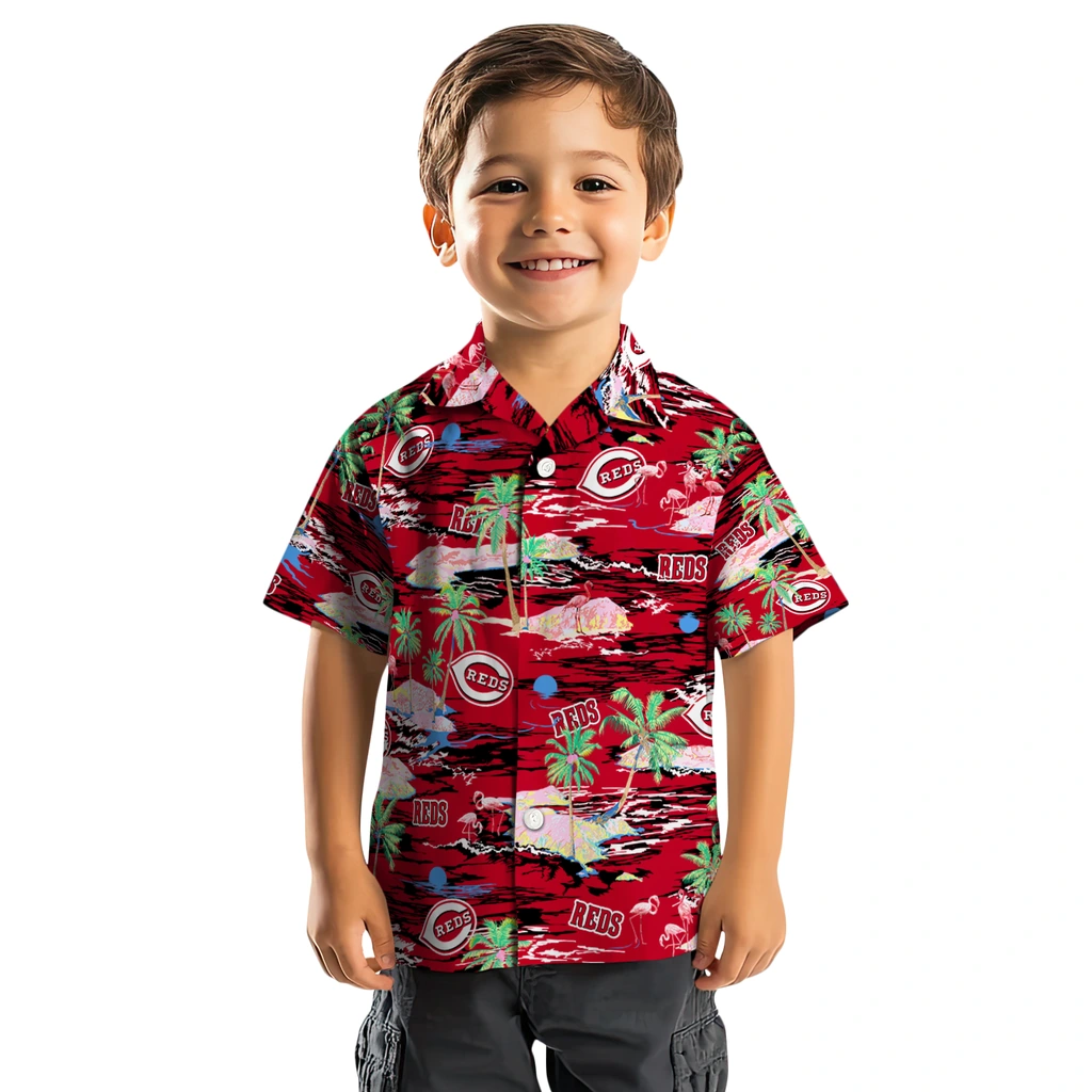 Cincinnati Reds Hawaiian Shirt - Hawaii Island cincinnati reds flamingo retreat red hawaiian shirts top rated