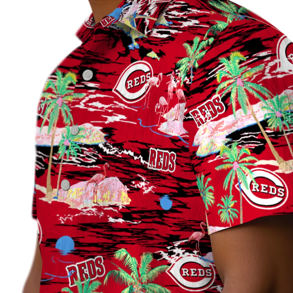 Cincinnati Reds Hawaiian Shirt - Hawaii Island cincinnati reds flamingo retreat red hawaiian shirts trendy