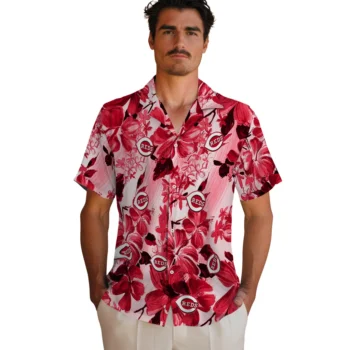 cincinnati reds hibiscus arrangement red hawaiian shirts fashion forward