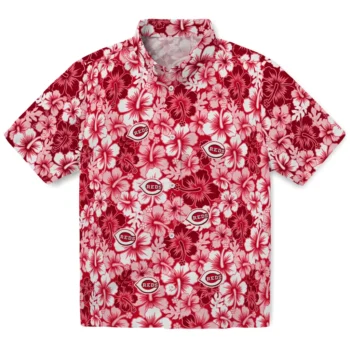 cincinnati reds hibiscus blooms red hawaiian shirts best selling