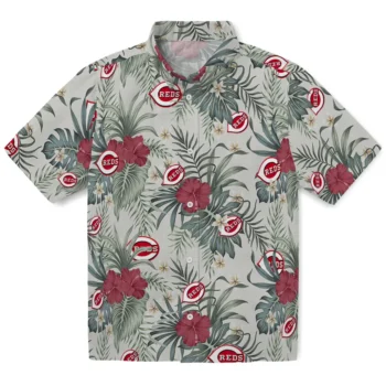 cincinnati reds hibiscus designs beige hawaiian shirts best selling