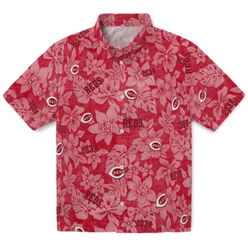 cincinnati reds hibiscus oasis red hawaiian shirts best selling