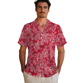 cincinnati reds hibiscus oasis red hawaiian shirts fashion forward