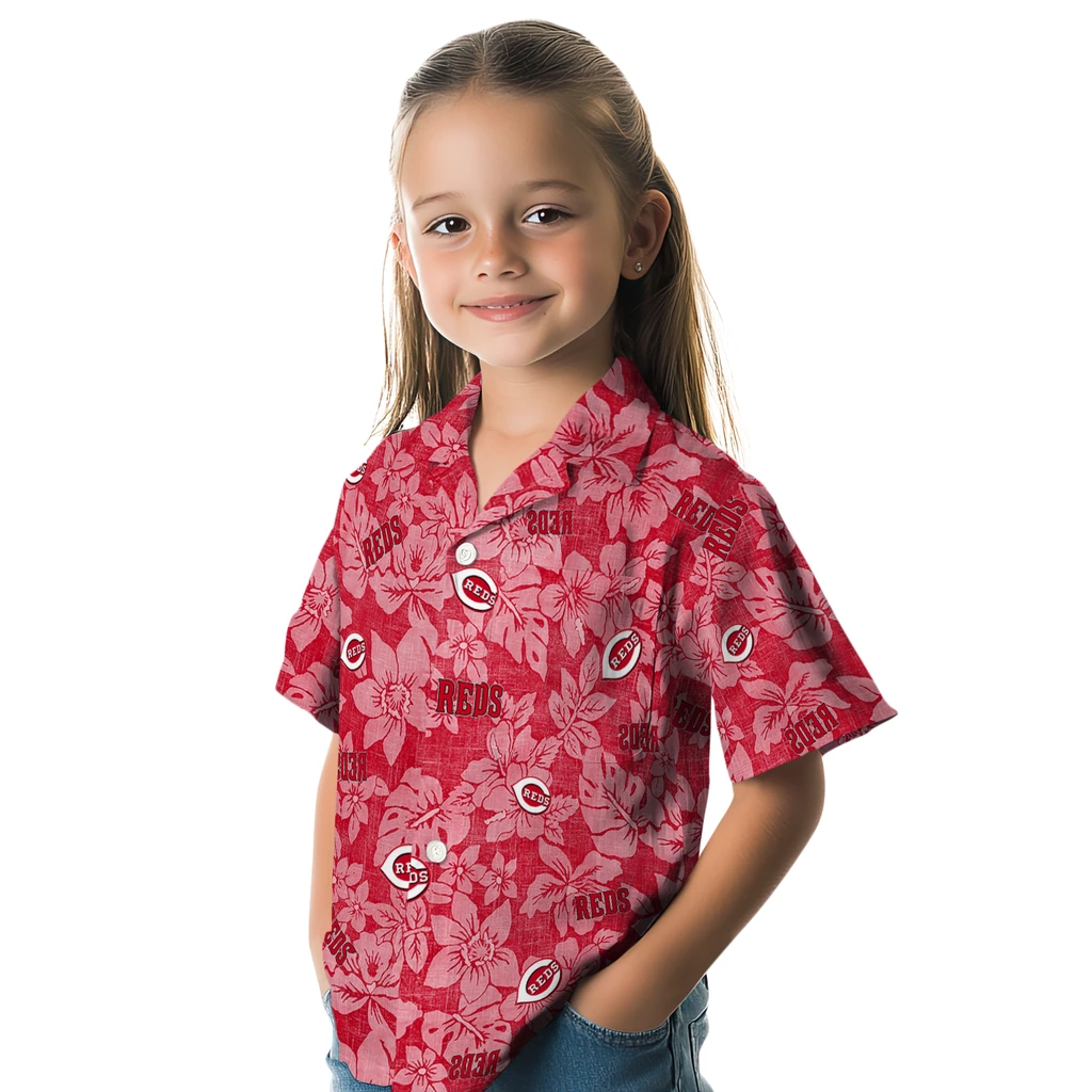 Cincinnati Reds Hawaiian Shirt - Hibiscus Oasis cincinnati reds hibiscus oasis red hawaiian shirts premium grade