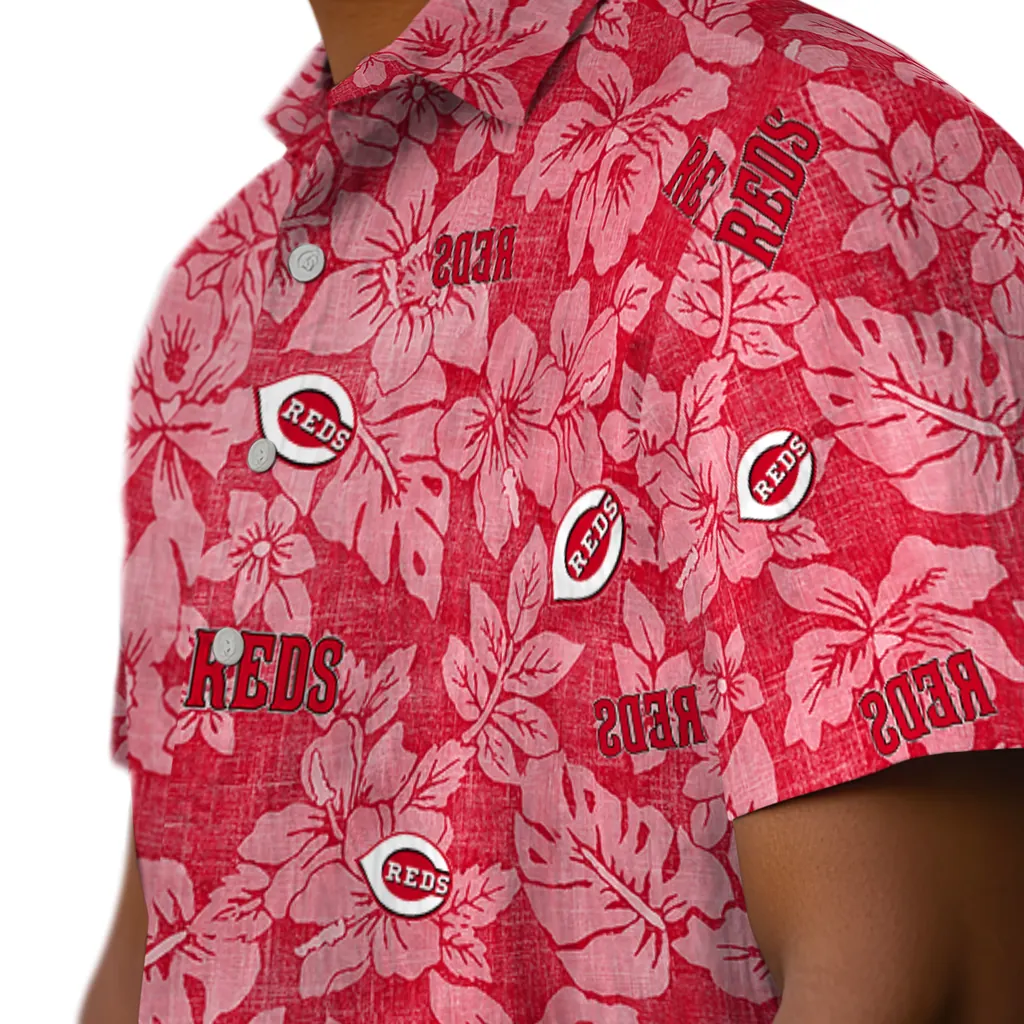 Cincinnati Reds Hawaiian Shirt - Hibiscus Oasis cincinnati reds hibiscus oasis red hawaiian shirts trendy