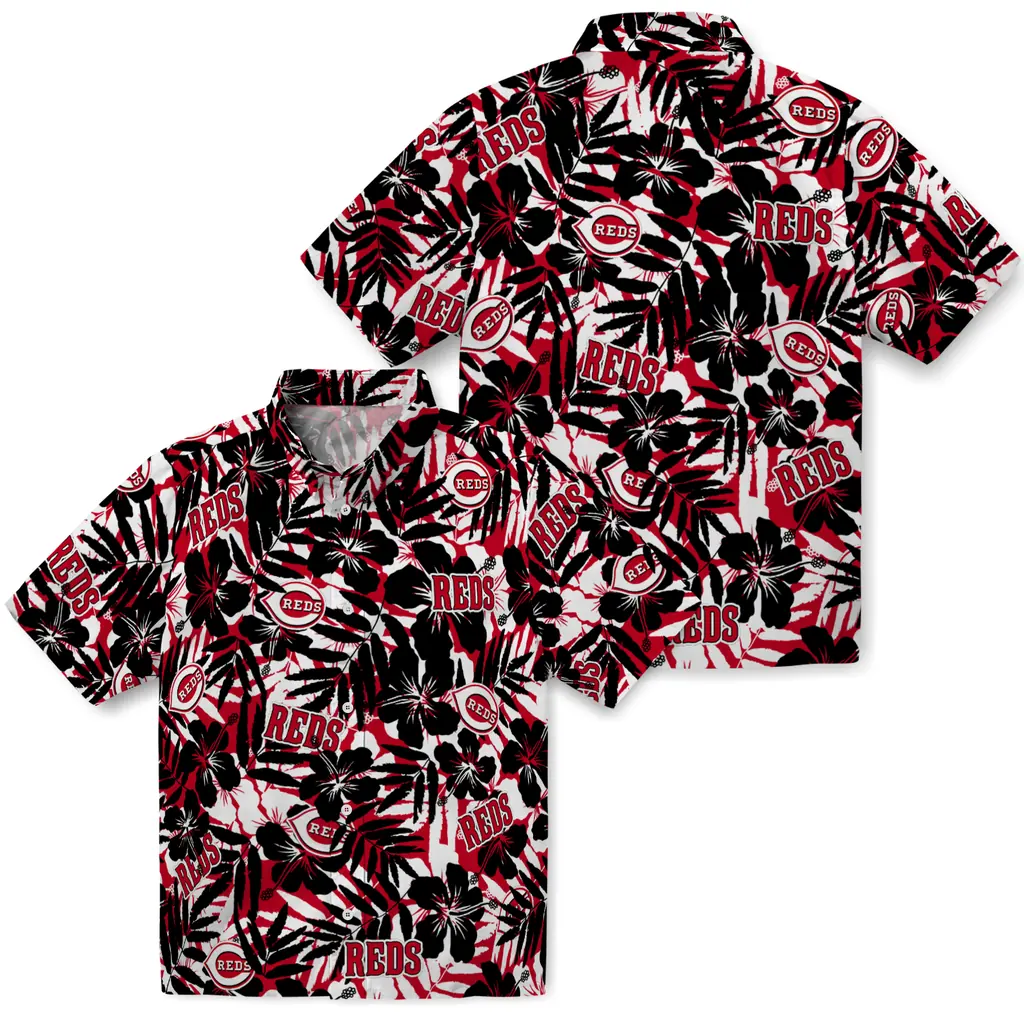 Cincinnati Reds Hawaiian Shirt - Hibiscus Overlay cincinnati reds hibiscus overlay hawaiian shirts high quality