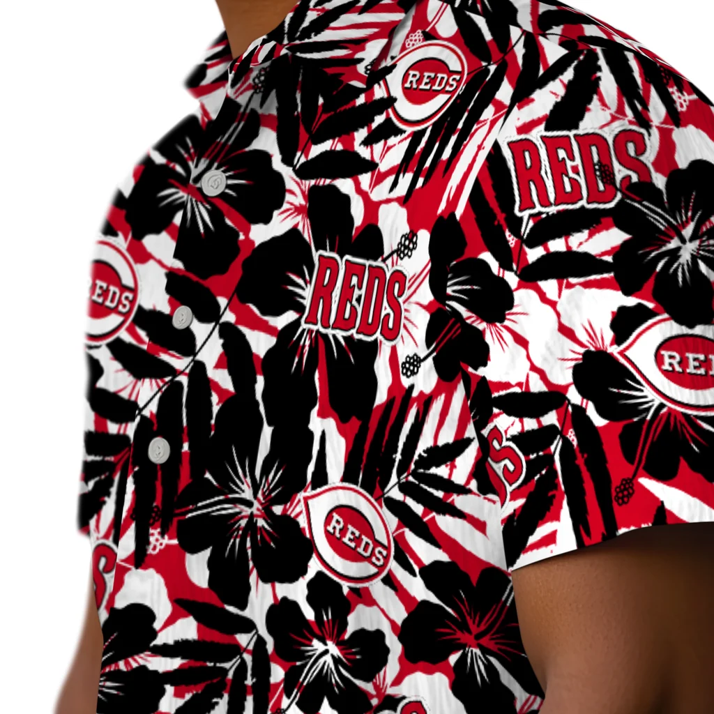 Cincinnati Reds Hawaiian Shirt - Hibiscus Overlay cincinnati reds hibiscus overlay hawaiian shirts trendy