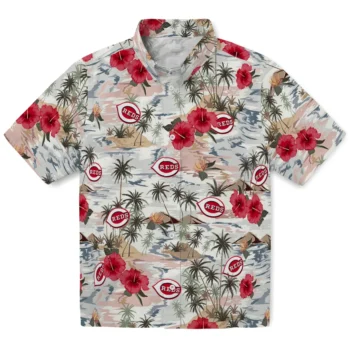 cincinnati reds hibiscus seaside white hawaiian shirts best selling