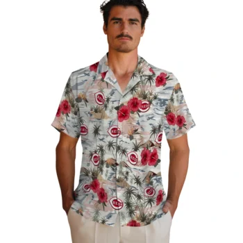 cincinnati reds hibiscus seaside white hawaiian shirts fashion forward