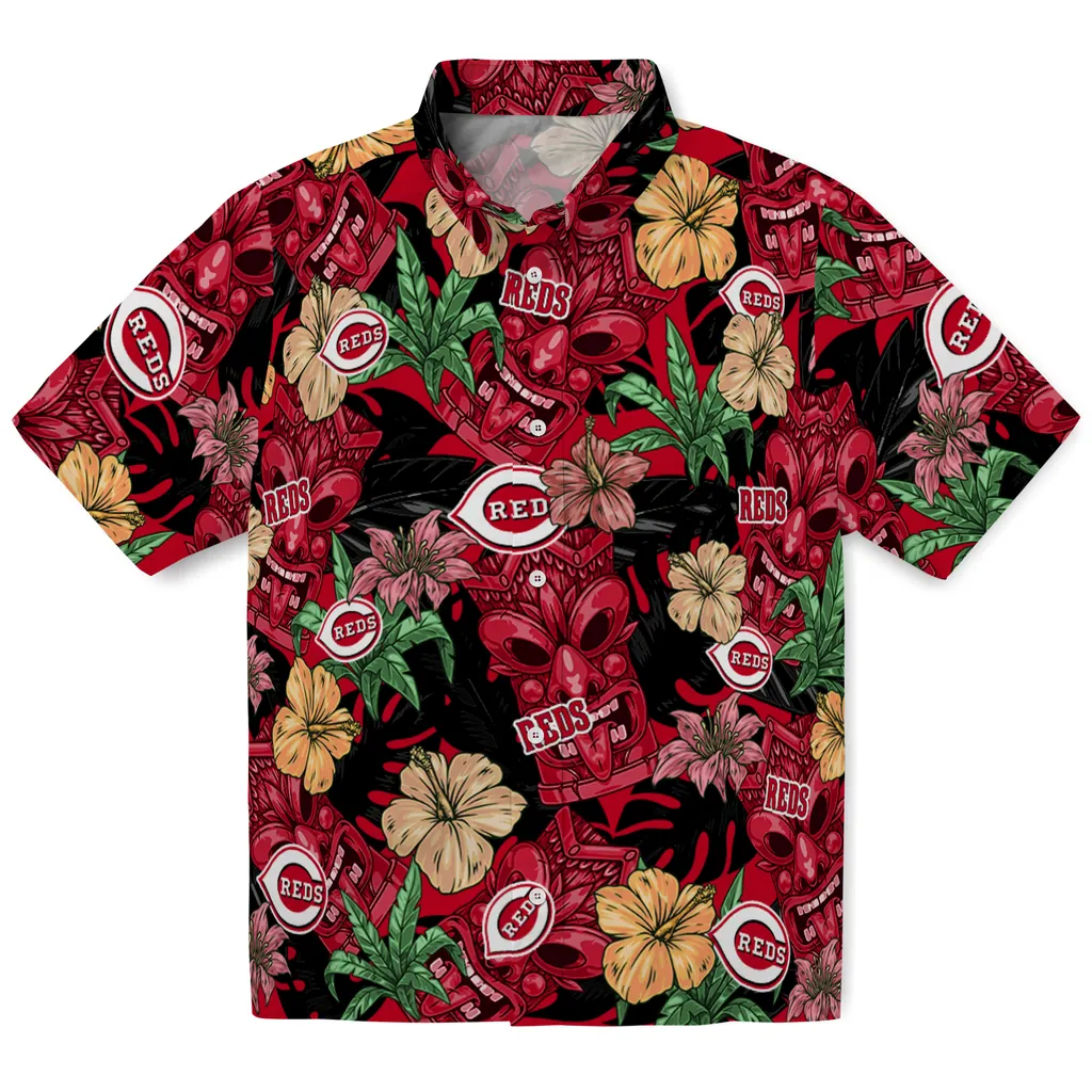 Cincinnati Reds Hawaiian Shirt - Hibiscus Tiki Jungle cincinnati reds tiki jungle red hawaiian shirts best selling