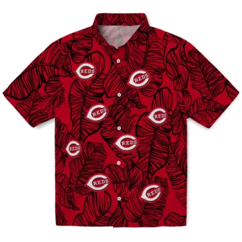 cincinnati reds leaf outline red hawaiian shirts best selling