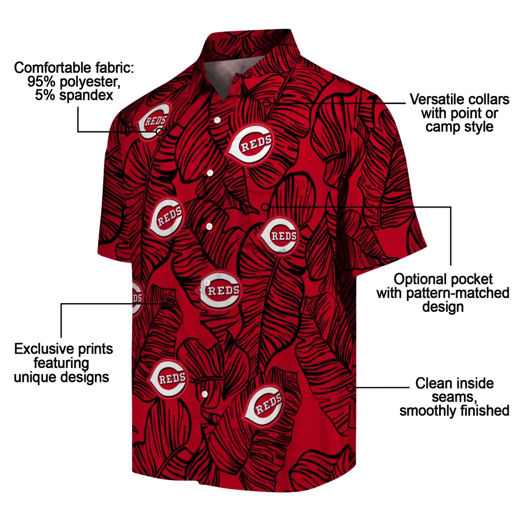 Cincinnati Reds Hawaiian Shirt - Leaf Outline cincinnati reds leaf outline red hawaiian shirts new arrival
