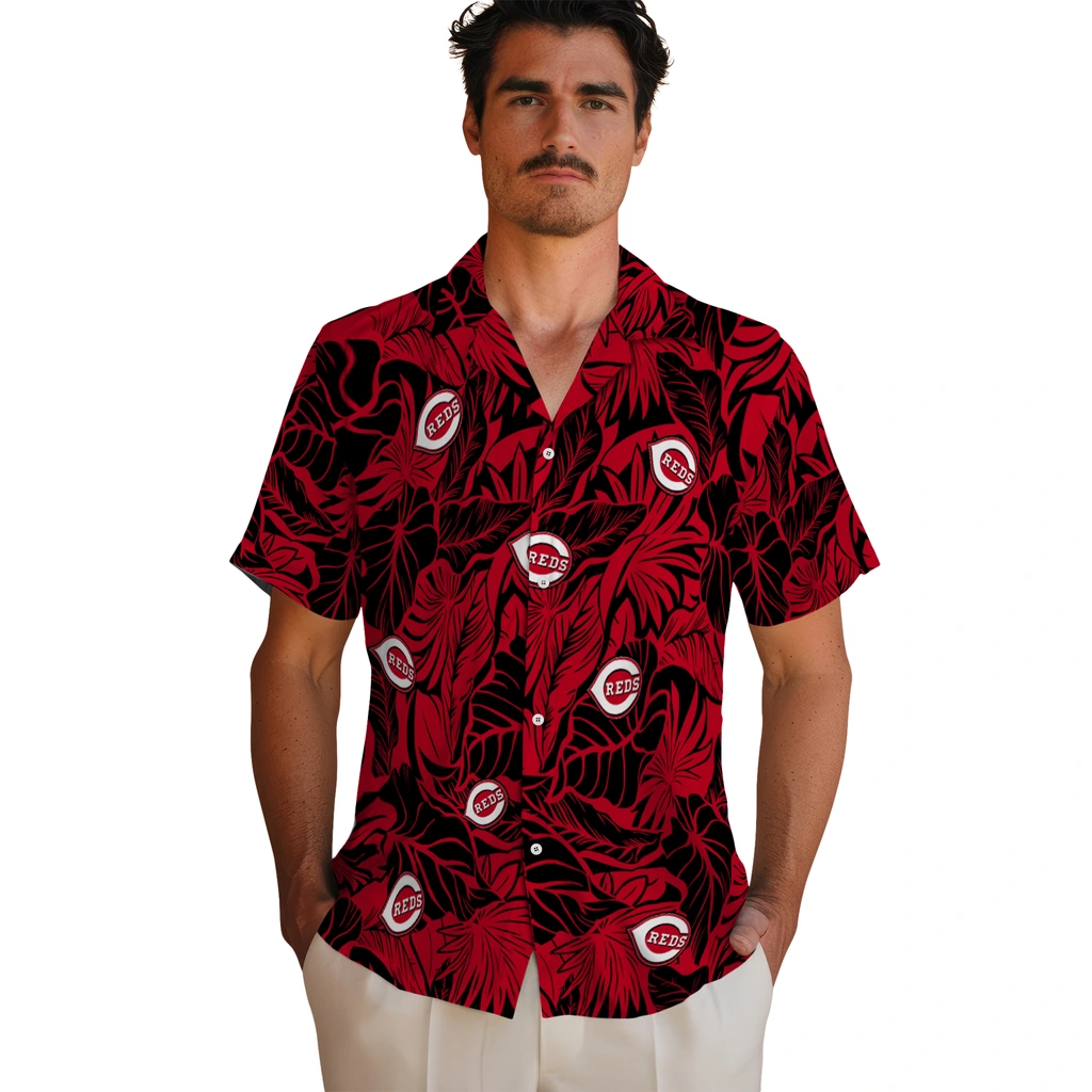 Cincinnati Reds Hawaiian Shirt - Monstera Layer cincinnati reds monstera layer red hawaiian shirts fashion forward