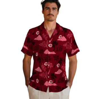 cincinnati reds palm and clouds red hawaiian shirts fashion forward