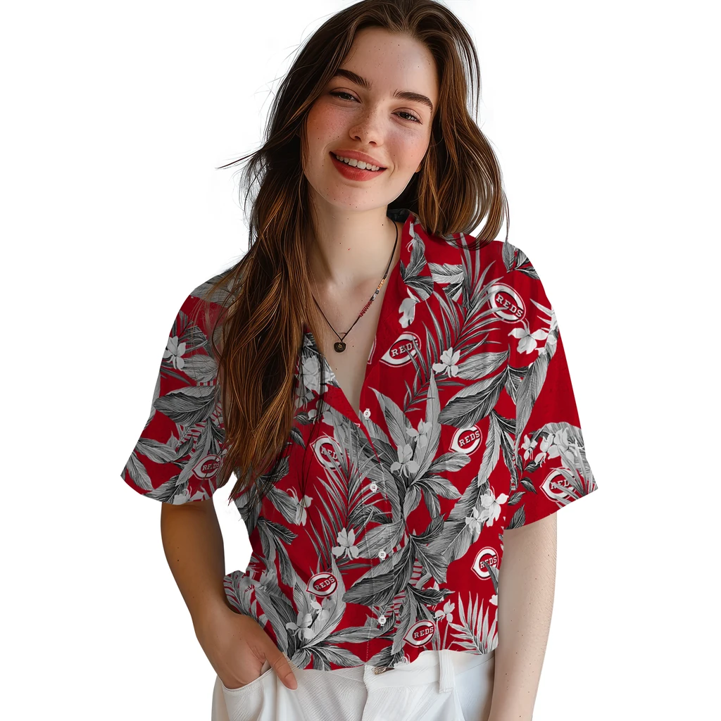 Cincinnati Reds Hawaiian Shirt - Palm Leaves cincinnati reds palm leaves red hawaiian shirts latest model