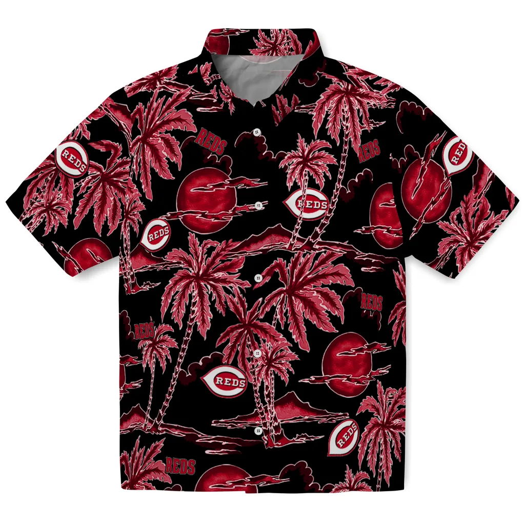 Cincinnati Reds Hawaiian Shirt - Palm Sunset cincinnati reds palm sunset hawaiian shirts best selling