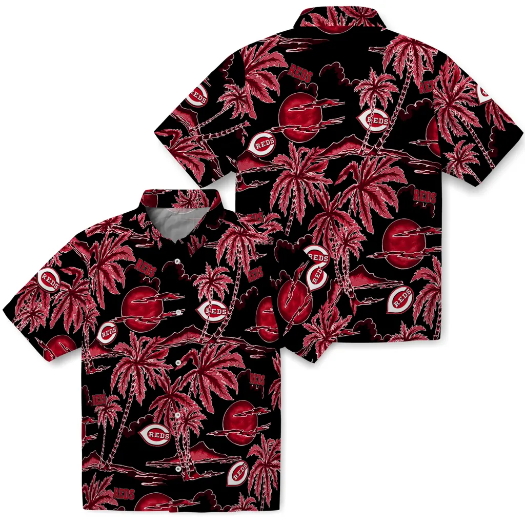 Cincinnati Reds Hawaiian Shirt - Palm Sunset cincinnati reds palm sunset hawaiian shirts high quality