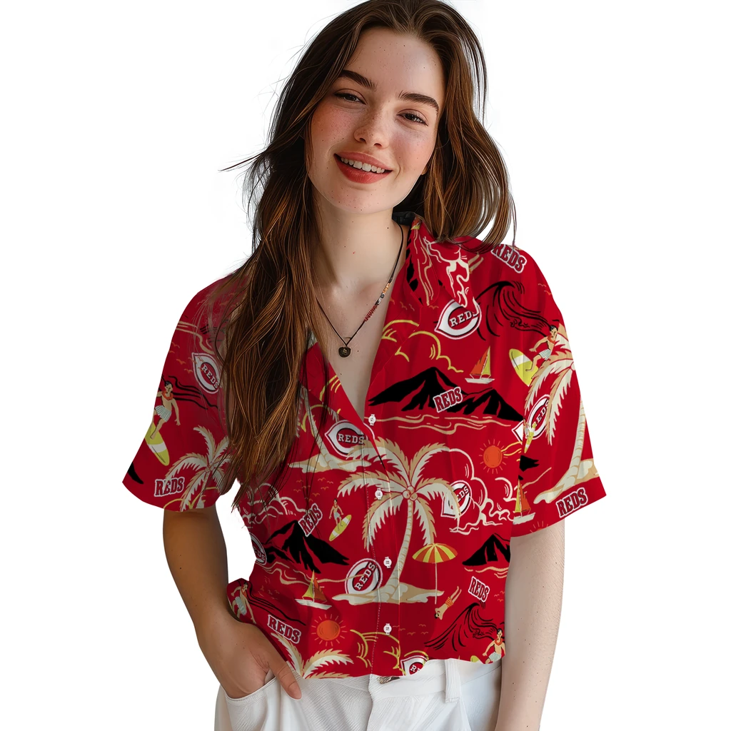 Cincinnati Reds Hawaiian Shirt - Palm Tree Island cincinnati reds palm tree island red hawaiian shirts latest model