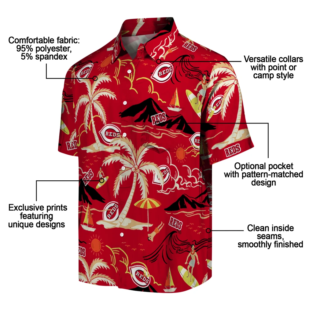 Cincinnati Reds Hawaiian Shirt - Palm Tree Island cincinnati reds palm tree island red hawaiian shirts new arrival