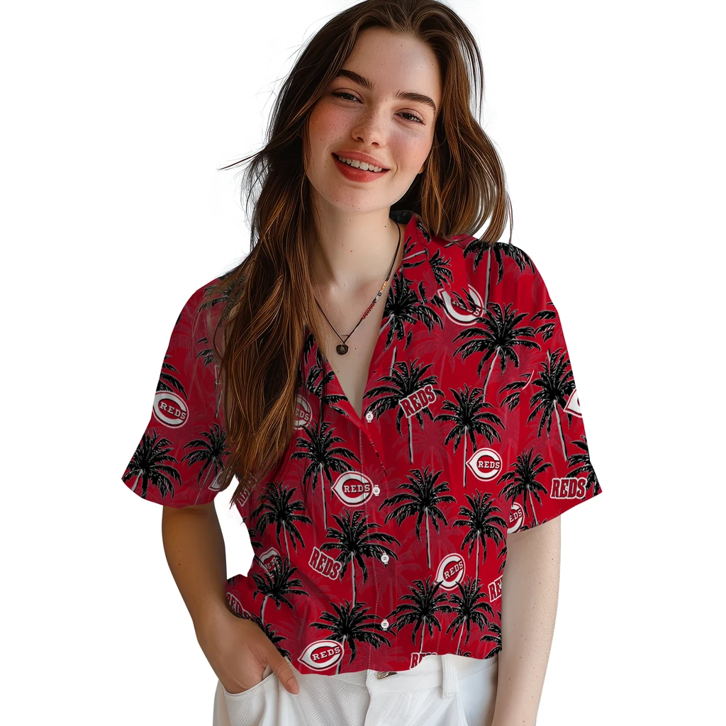 Cincinnati Reds Hawaiian Shirt - Palm Tree Motif cincinnati reds palm grove red hawaiian shirts latest model