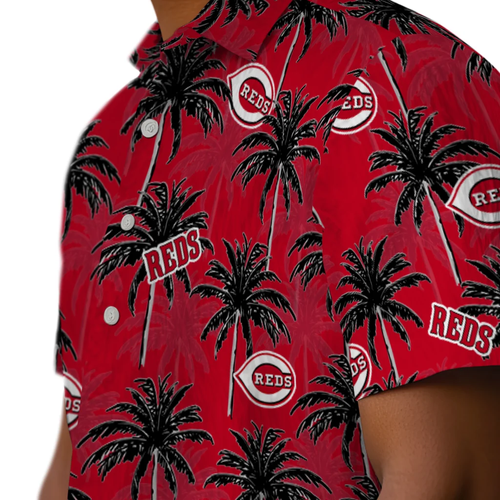Cincinnati Reds Hawaiian Shirt - Palm Tree Motif cincinnati reds palm grove red hawaiian shirts trendy