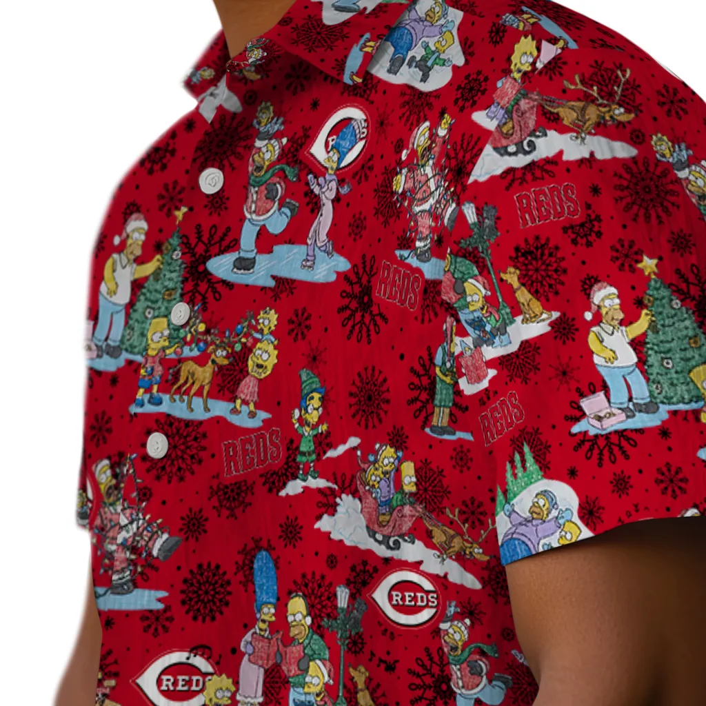 Cincinnati Reds Hawaiian Shirt - Simpsons Christmas cincinnati reds simpsons christmas red hawaiian shirts trendy