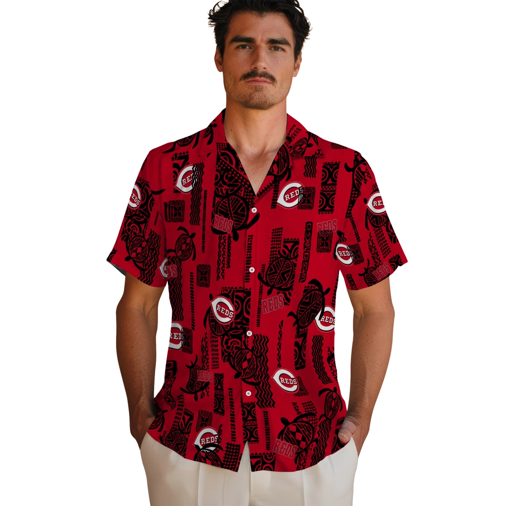 Cincinnati Reds Hawaiian Shirt - Turtle Lines cincinnati reds turtle lines red hawaiian shirts fashion forward
