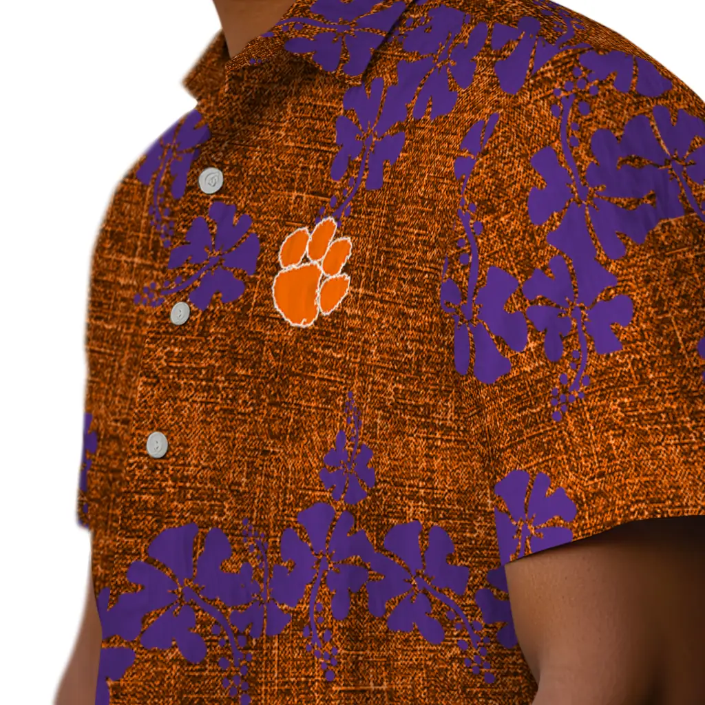 Clemson Tigers Hawaiian Shirt - 50th State Flower clemson tigers hibiscus petals orange hawaiian shirts trendy