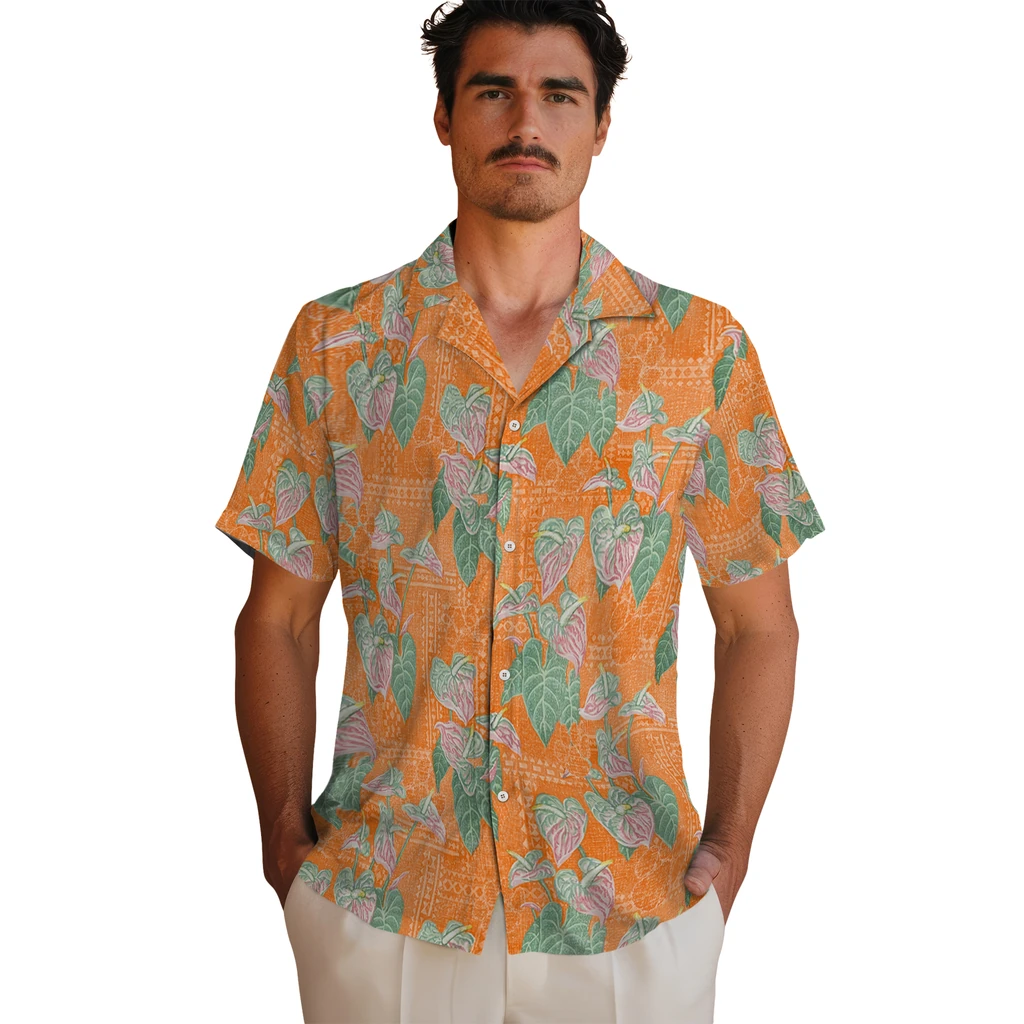 Clemson Tigers Hawaiian Shirt - Anthurium Overlay clemson tigers anthurium overlay orange hawaiian shirts fashion forward