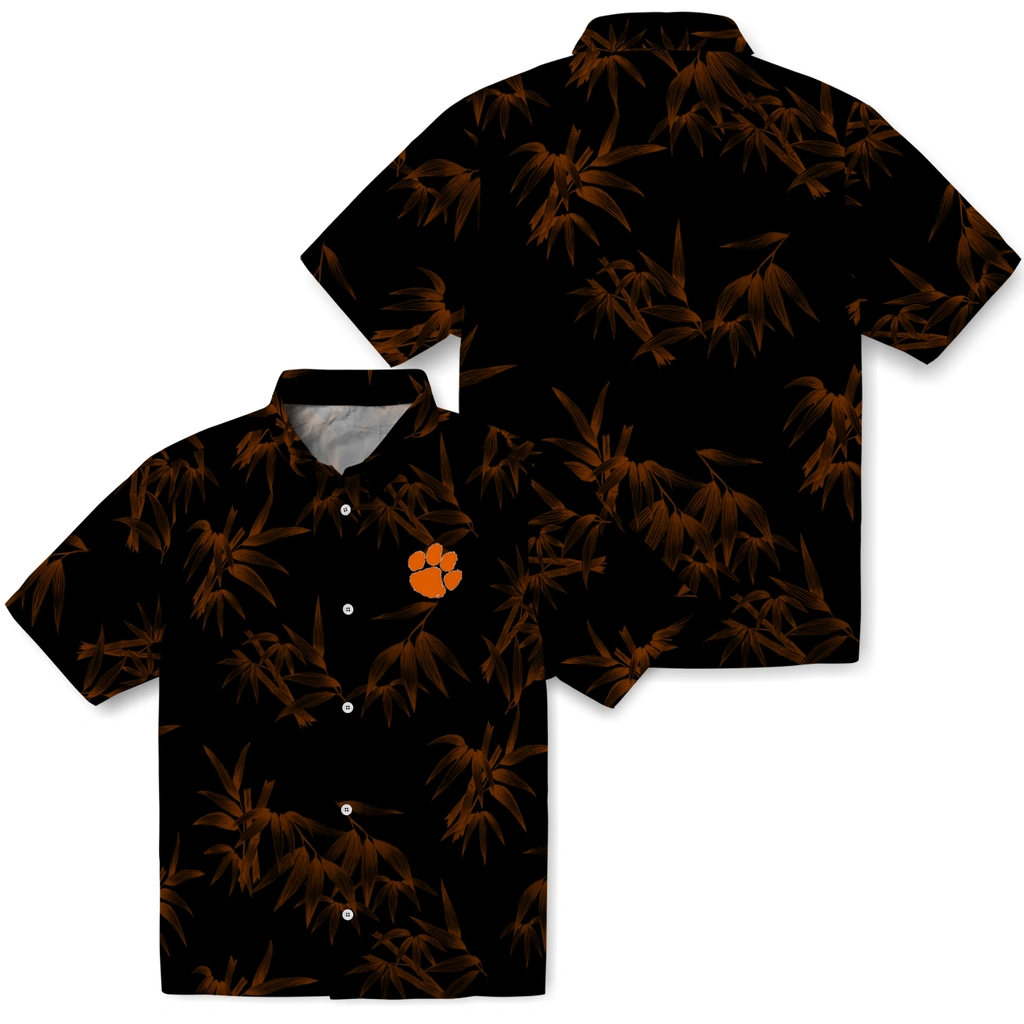 Clemson Tigers Hawaiian Shirt - Bamboo Branches clemson tigers bamboo branches orange black hawaiian shirts high quality