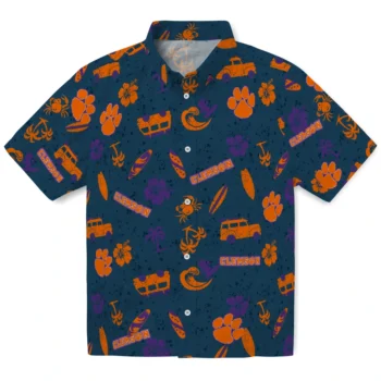 clemson tigers beach vibe navy hawaiian shirts best selling