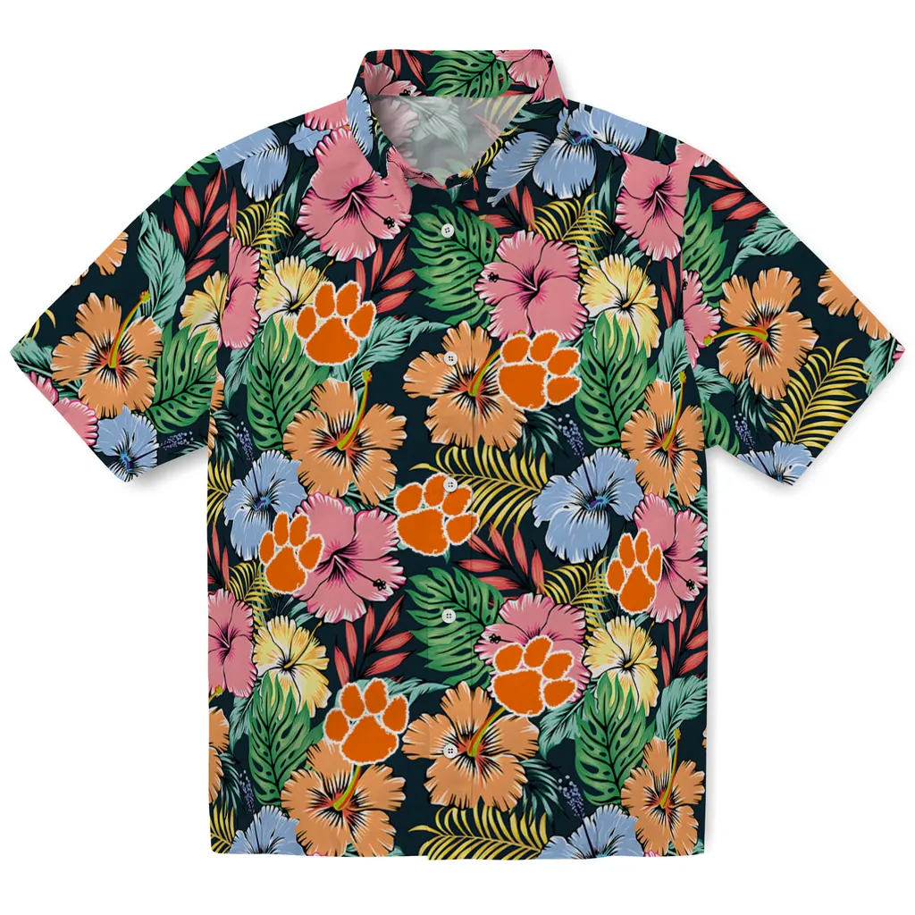 Clemson Tigers Hawaiian Shirt - Brilliant Hibiscus Garden clemson tigers brilliant hibiscus garden hawaiian shirts best selling