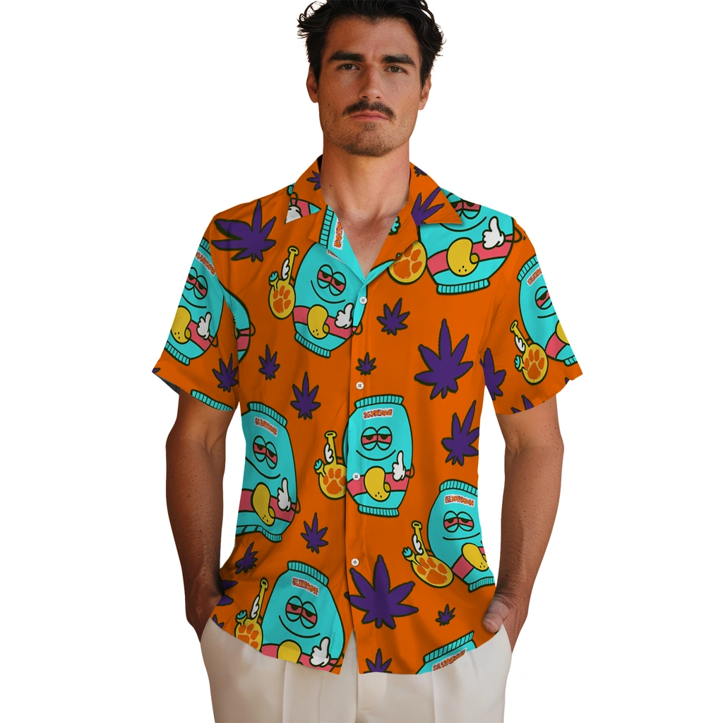 Clemson Tigers Hawaiian Shirt - Chill Vibe clemson tigers bong smile orange hawaiian shirts fashion forward