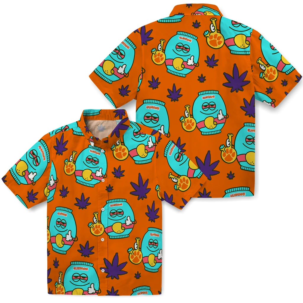 Clemson Tigers Hawaiian Shirt - Chill Vibe clemson tigers bong smile orange hawaiian shirts high quality