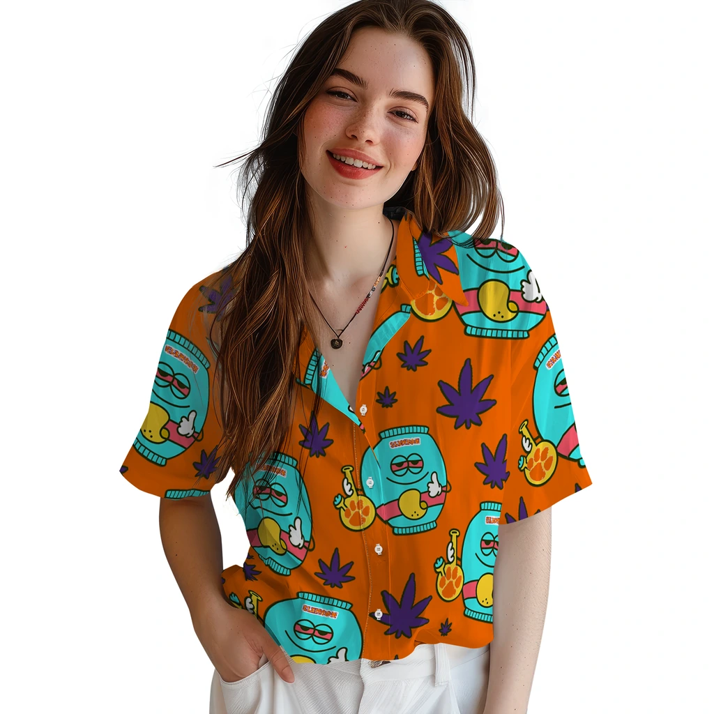 Clemson Tigers Hawaiian Shirt - Chill Vibe clemson tigers bong smile orange hawaiian shirts latest model