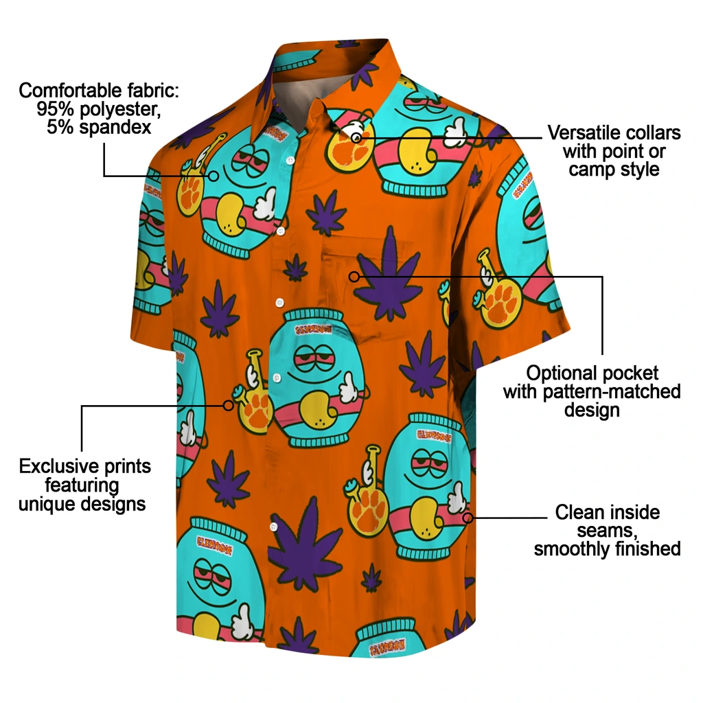 Clemson Tigers Hawaiian Shirt - Chill Vibe clemson tigers bong smile orange hawaiian shirts new arrival