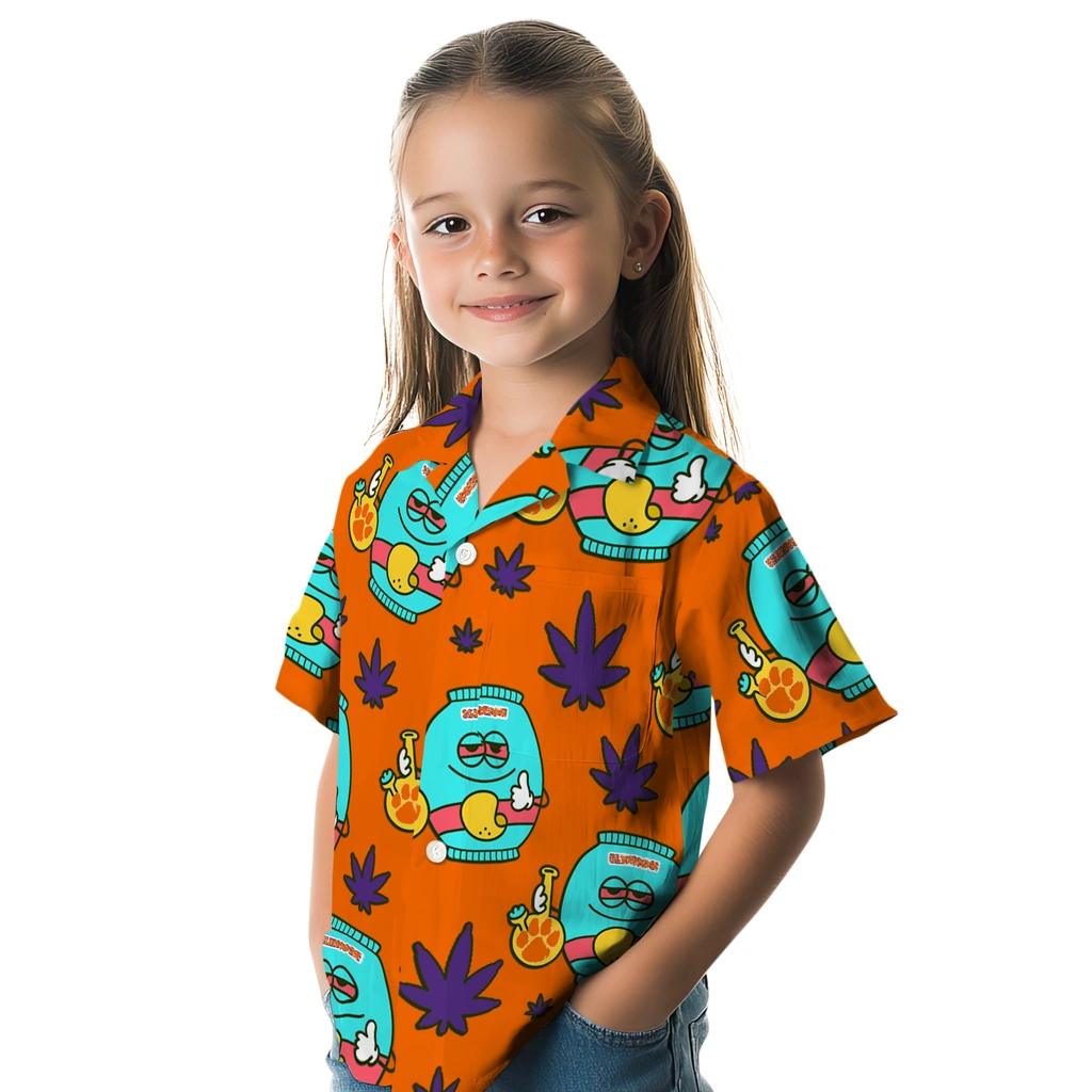 Clemson Tigers Hawaiian Shirt - Chill Vibe clemson tigers bong smile orange hawaiian shirts premium grade