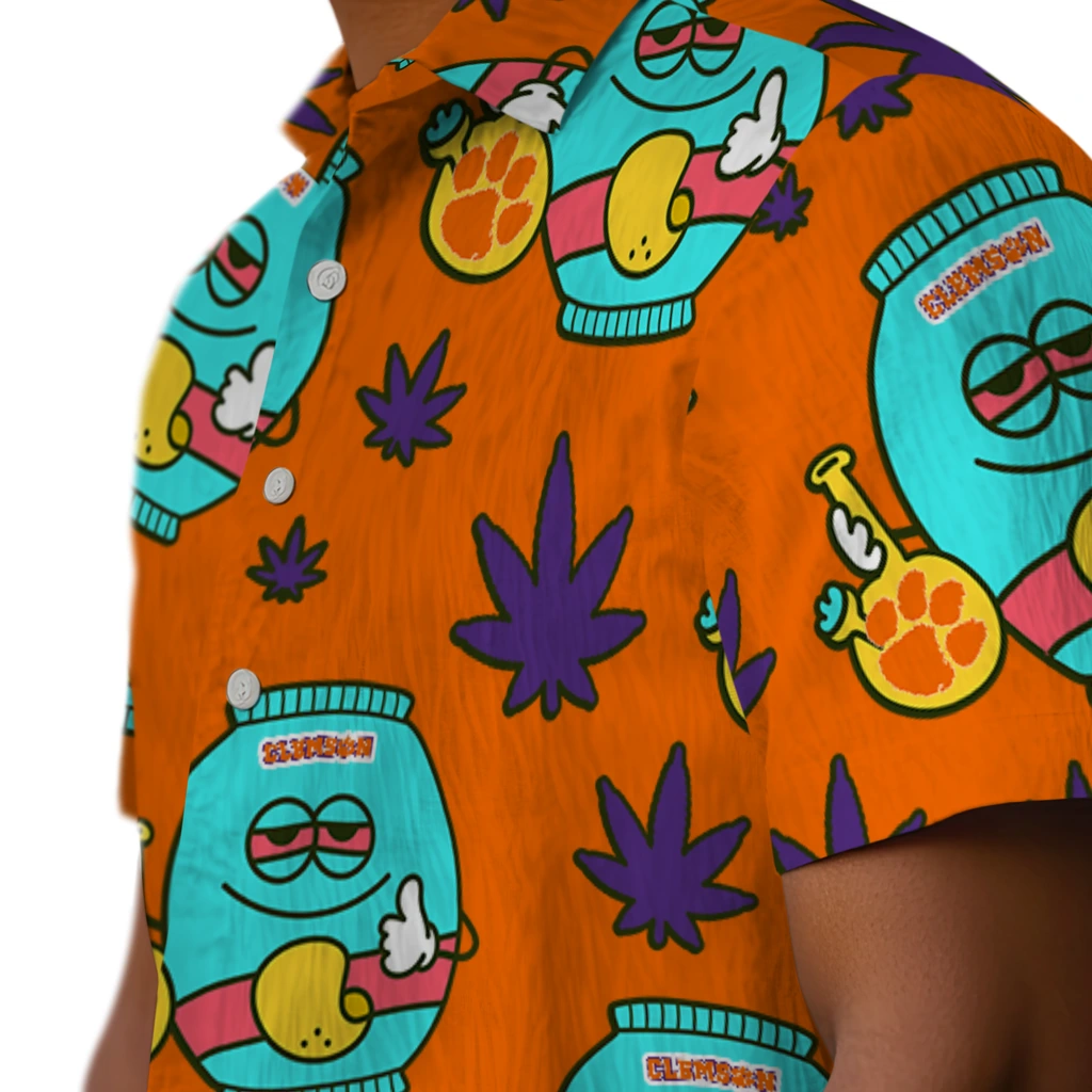 Clemson Tigers Hawaiian Shirt - Chill Vibe clemson tigers bong smile orange hawaiian shirts trendy