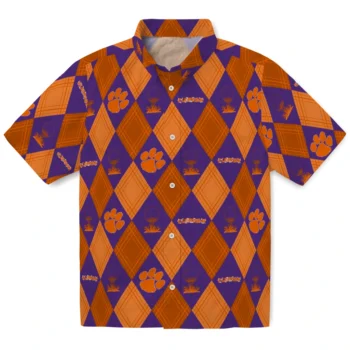 clemson tigers balloon plaid orange hawaiian shirts best selling
