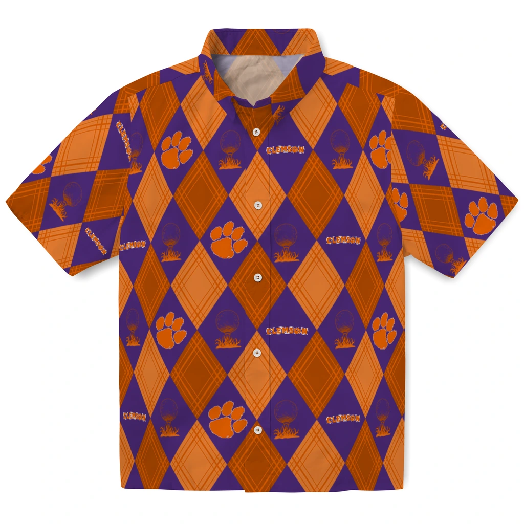 Clemson Tigers Hawaiian Shirt - Golfing Plaid clemson tigers balloon plaid orange hawaiian shirts best selling